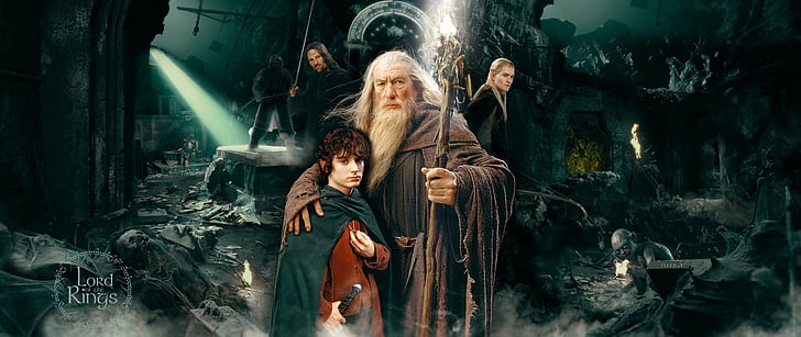 The Lord Of The Rings, Aragorn, Frodo Baggins, Gandalf, Gimli, HD wallpaper