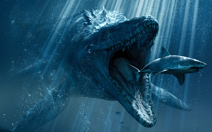 gray shark digital wallpaper, movies, Jurassic World, animal themes