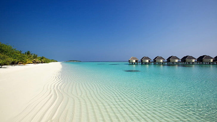 maldives, summer, exotic, holiday, travel, luxury, blue sky, HD wallpaper