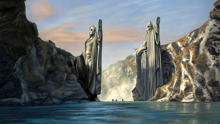 Statues, The Lord Of The Rings, fan art, Of Isildur and Anarion, HD wallpaper