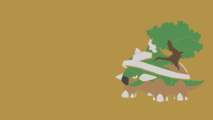 green and brown dinosaur with tree illustration, minimalism, artwork, HD wallpaper