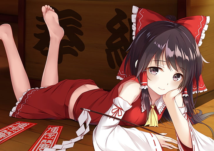 female anime character, Christmas, Hakurei Reimu, Japanese clothes, HD wallpaper