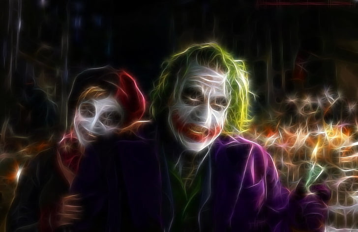 The Joker and Harley Quinn digital wallpaper, Fractalius, The Dark Knight, HD wallpaper