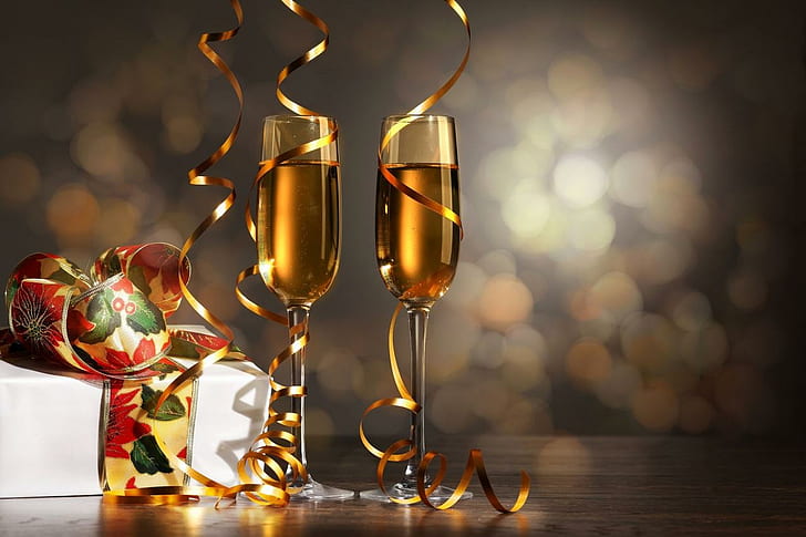 Happy New Year Champagne Stemware Ribbon, holidays christmas
