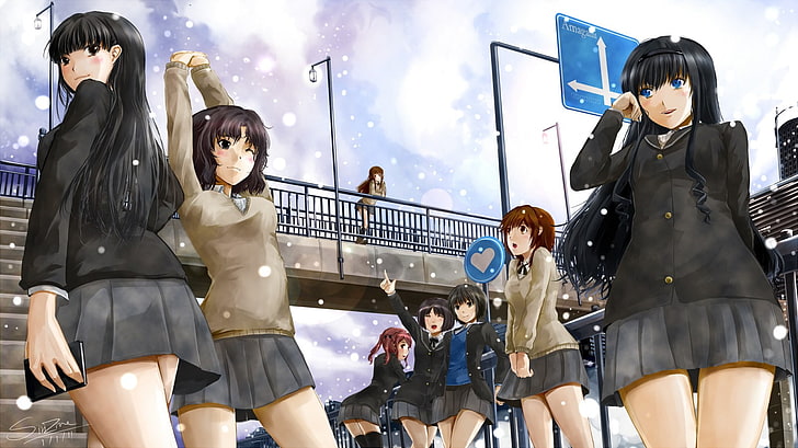 Amagami SS, anime girls, Tanamachi Kaoru, Kamizaki Risa, Tachibana Miya, HD wallpaper