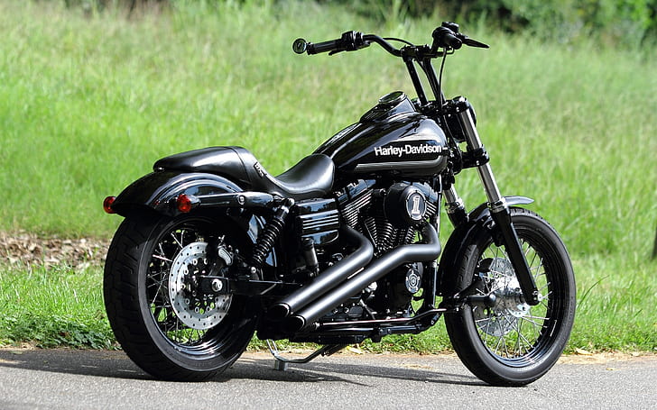 Harley-Davidson Chopper black motorcycle, HD wallpaper
