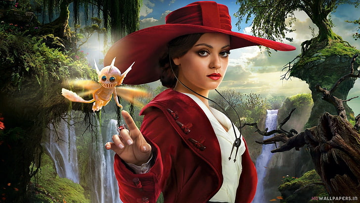 woman wearing red sun hat painting, movies, Oz the Great and Powerful