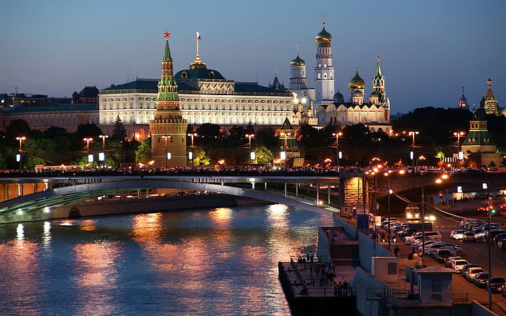 Kremlin La Nuit Moscou, HD wallpaper
