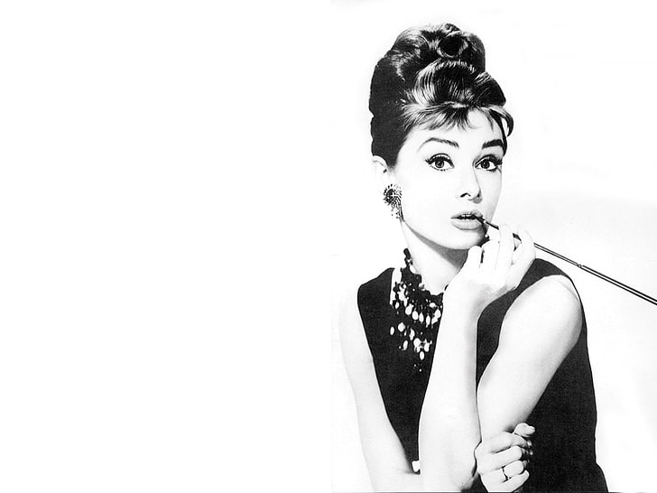 women, Audrey Hepburn, monochrome, Holly Golightly, movies, HD wallpaper