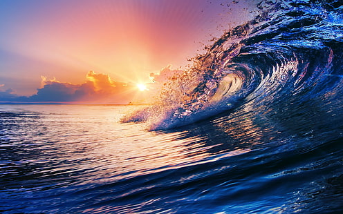 HD wallpaper: rocks on blue ocean wallpaper, nature, sea, sunset, long ...
