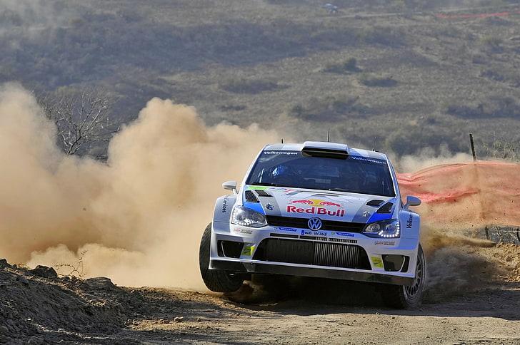 white car, Volkswagen, Turn, Skid, WRC, Rally, The front, Polo, HD wallpaper