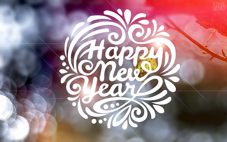 Happy New Year wallpaper, text, communication, no people, lens flare, HD wallpaper