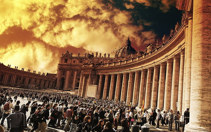 religious, Vatican City, crowd, built structure, architecture, HD wallpaper