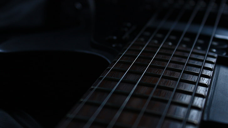 black guitar strings, electric guitar, music, arts culture and entertainment, HD wallpaper