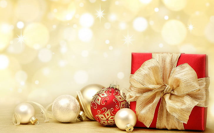 Gift Box Christmas Balls Holiday, HD wallpaper