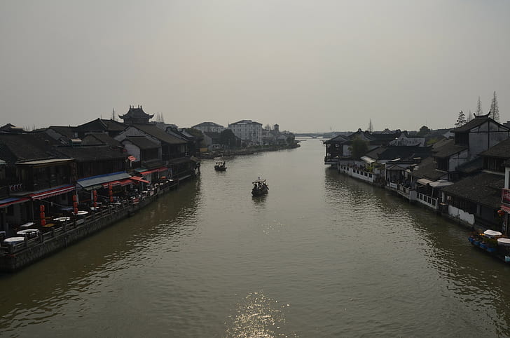 China Town, river, city, cityscape, Shanghai, HD wallpaper