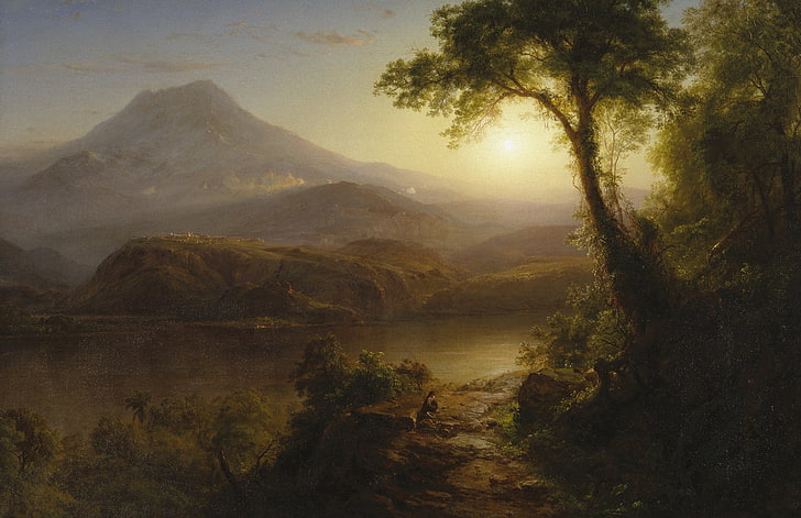 mountains, nature, tree, picture, Frederic Edwin Church, The landscape in the Tropics