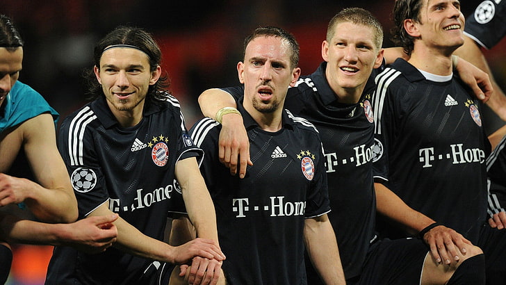 men's black and white adidas soccer jersey, Bayern Munich, Bastian Schweinsteiger