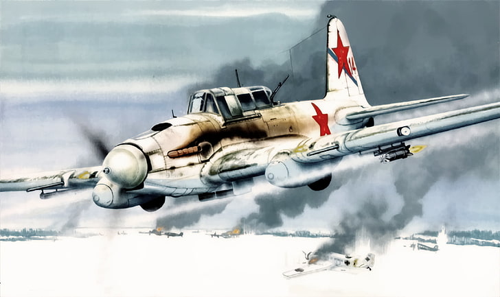gray fighter plant illustration, aircraft, war, art, airplane, HD wallpaper