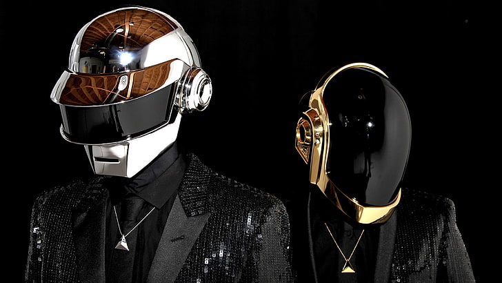 two men's black suit jackets, background, Duo, Daft Punk, electronic