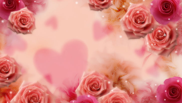 orange roses, flower, flowers, background, heart, sequins, rose - Flower, HD wallpaper