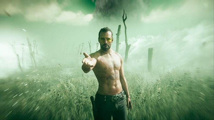 Far Cry 5, screen shot, abs, shirtless, one person, three quarter length