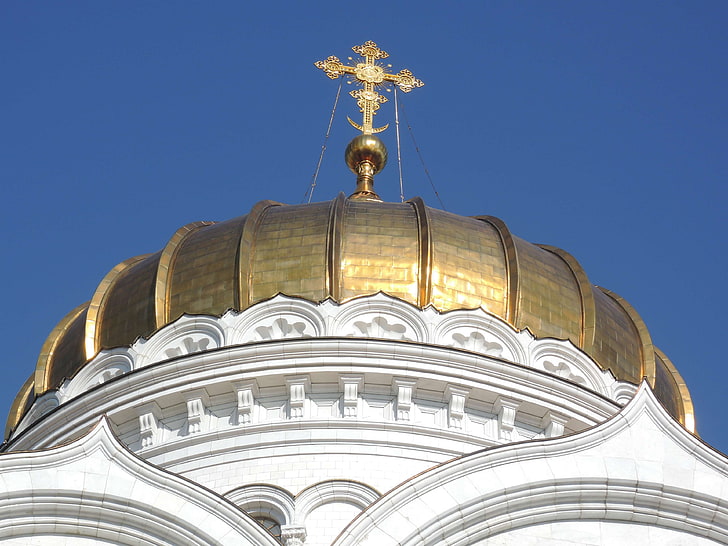cathedral orthodox, christian temple, cross, golden cross, the dome