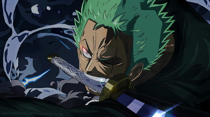 Anime, One Piece, Boy, Green Hair, Scar, Sword, Zoro Roronoa