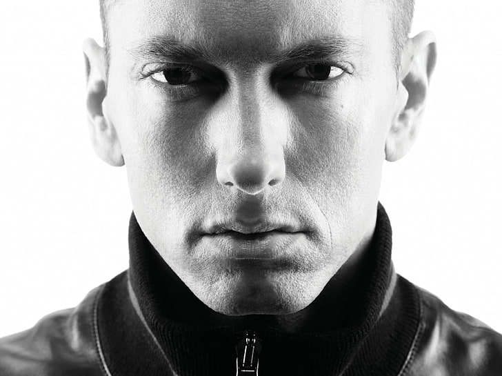 Eminem, slim shady, evil, celebrity, singer, actor, black white, HD wallpaper