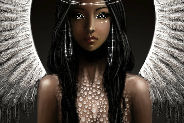 HD wallpaper: Fantasy, Angel, Black Hair, Girl, Wings, Woman | Wallpaper  Flare