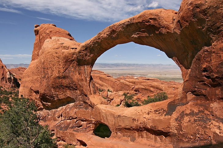 brown canyon, Park, Utah, USA, arch, Double-O-Arch, national