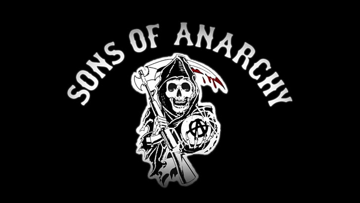 Sons of Anarchy logo, black, TV, text, representation, communication, HD wallpaper
