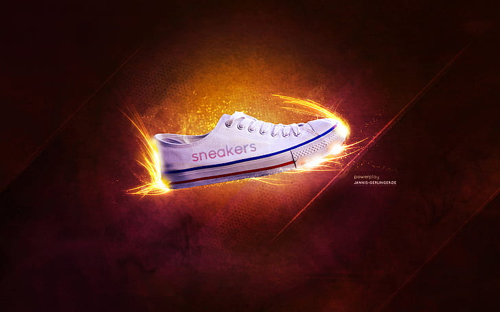 Powerplay Creative Widescreen HD, white low top sneakers, graphics, HD wallpaper