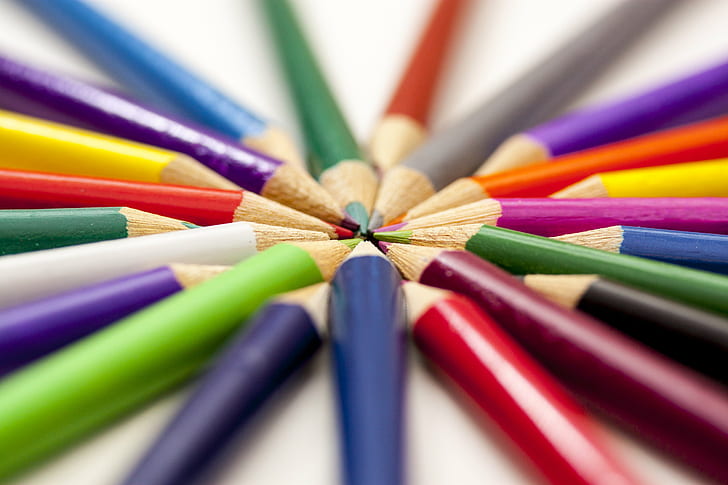 assorted colored pen, Converging, crayons, Peterborough, UK, Valentine, HD wallpaper