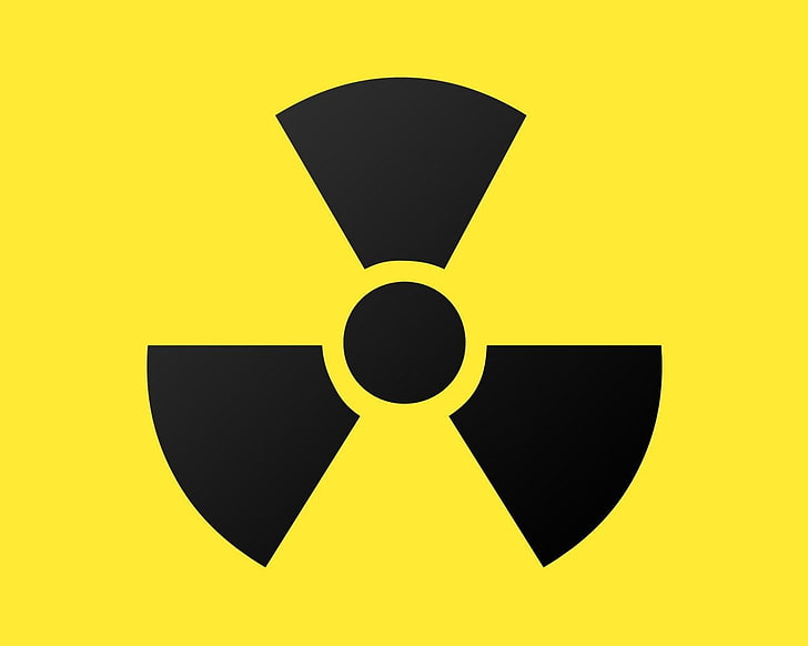 black logo, radiation, yellow, symbol, black color, simplicity, HD wallpaper