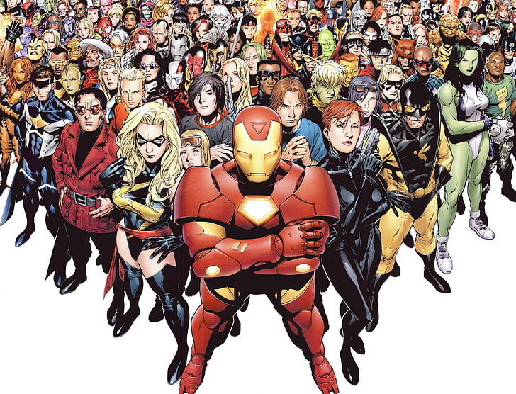 Iron Man illustration, Marvel Comics, superhero, She-Hulk, The Vision, HD wallpaper
