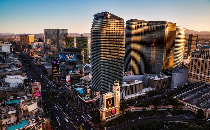 The Cosmopolitan of Las Vegas, United States, Nevada, City, Sunset, HD wallpaper