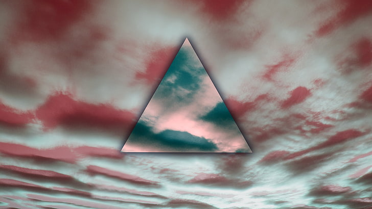triangular logo, sky, triangle, digital art, cloud - sky, no people