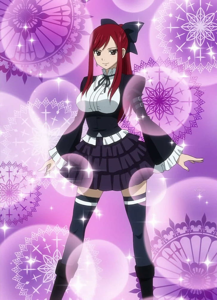 anime, Fairy Tail, thigh-highs, Scarlet Erza, HD wallpaper