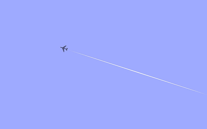 minimalism, airplane, contrails, aircraft, air vehicle, flying