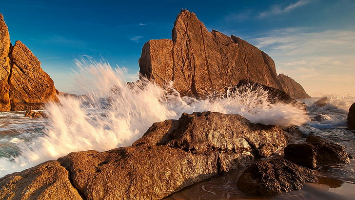nature, sea, rock, water, coast, HD wallpaper