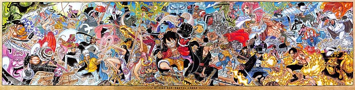 One Piece, manga, Monkey D. Luffy, Roronoa Zoro, Sanji, Nami, HD wallpaper
