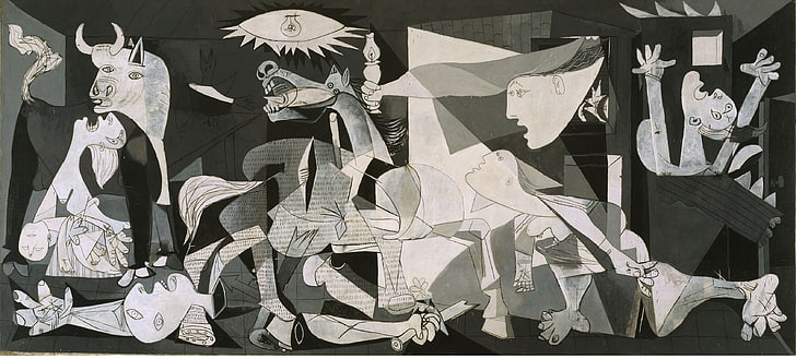 Pablo Picasso, Guernica, cubism, classic art, no people, indoors