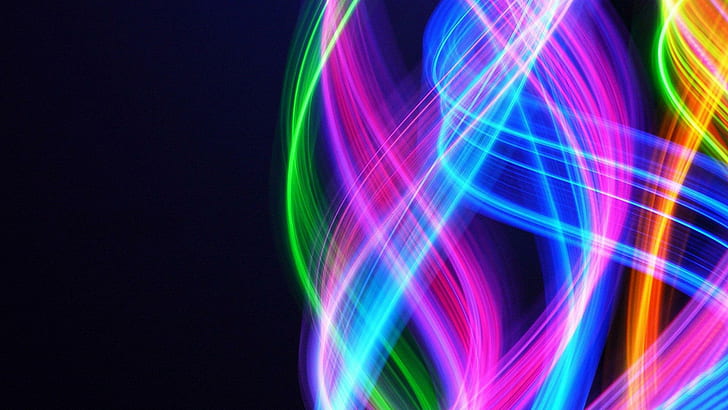 Neon waves, pink green and blue spiral colors, abstract, 1920x1080