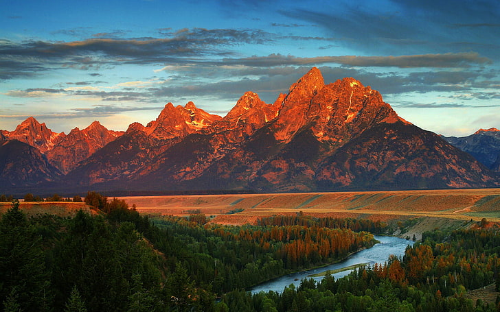mountain range, nature, mountains, clouds, landscape, Wyoming, HD wallpaper
