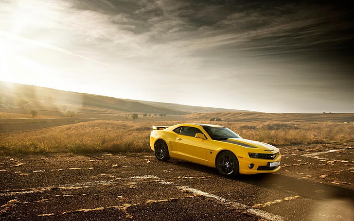 yellow Chevrolet Camaro coupe, car, mode of transportation, motor vehicle, HD wallpaper