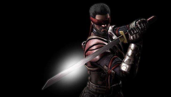 gray steel sword, Mortal Kombat X, Kenshi (Mortal Kombat), weapon, HD wallpaper