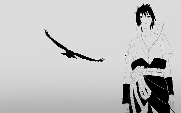Uchiha Sasuke, Naruto Shippuuden, anime, sky, one person, nature, HD wallpaper