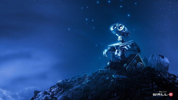 WALL·E, night, nature, space, snow, blue, star - space, sky