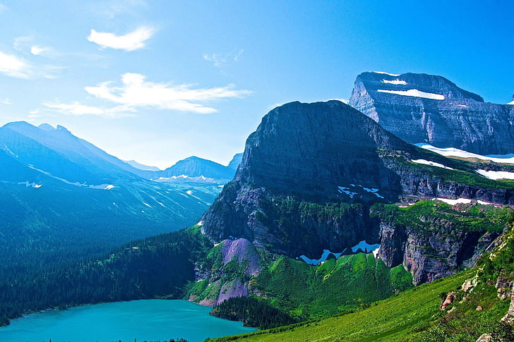 nature, landscape, lake, mountains, Glacier National Park, Montana